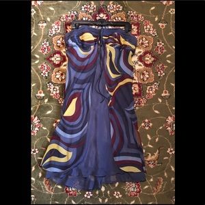 Flirty blue-grey with multi color accents ...